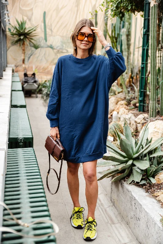 Kyra sweater dress navy Layered Multi-layer Single Layer