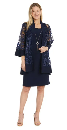 R&M Richards 2862 Embellished Tulle Dress with Jacket Boat Neck Shawl Collar Notched Collar R&M Richards 2862 Embellished Tulle Dress with Jacket Boat Neck Shawl Collar Notched Collar