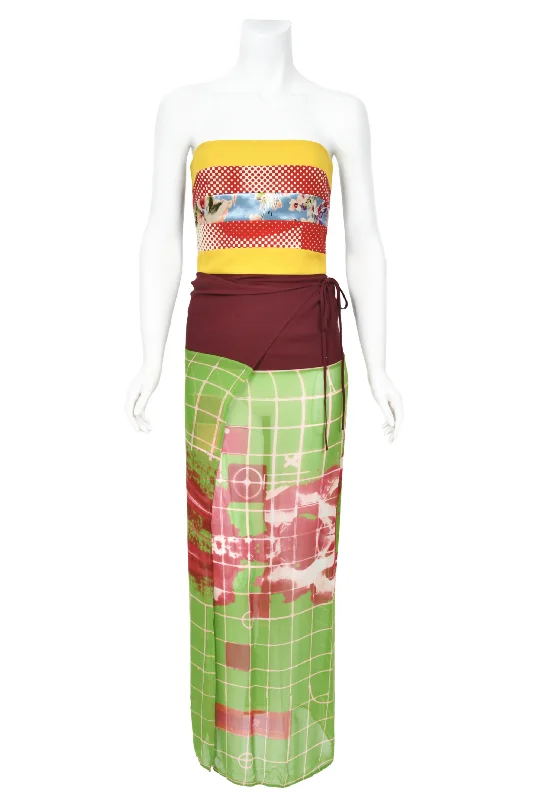 1996 Jean Paul Gaultier Cyberbaba 'Sex and the City' Graphic Silk Bustier Dress