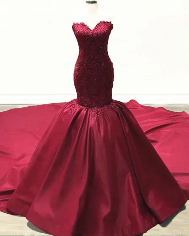 Lace Mermaid Strapless Satin Corset Dresses