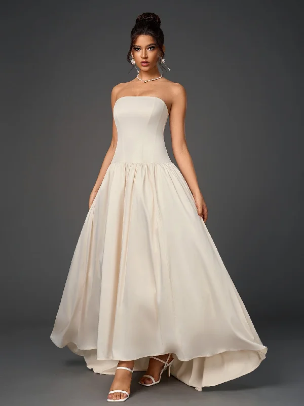 Bow Tie Corset Ruched Hem Tube Prom Dress