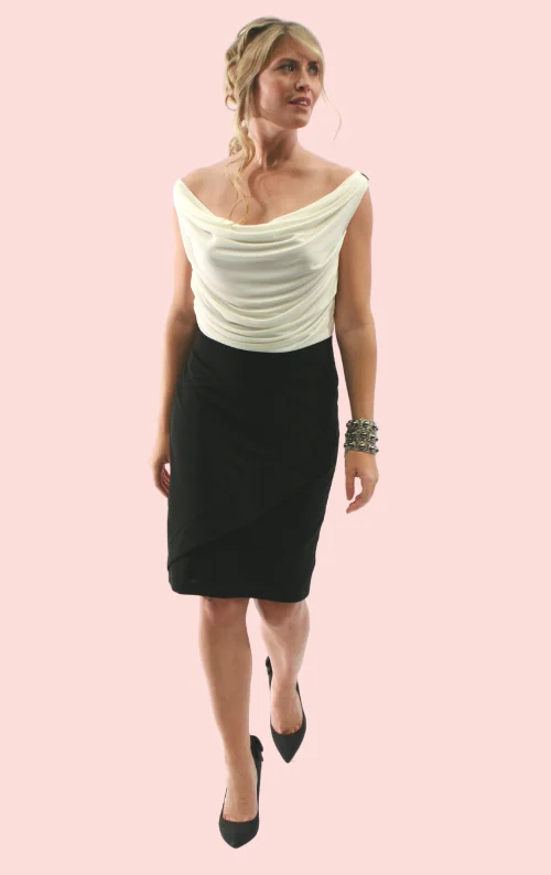 Crisscross Back Dress - White Black