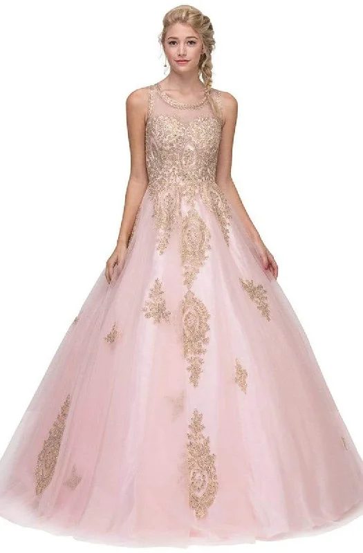 Eureka Fashion - 6900 Lace Appliqued Scoop Ballgown