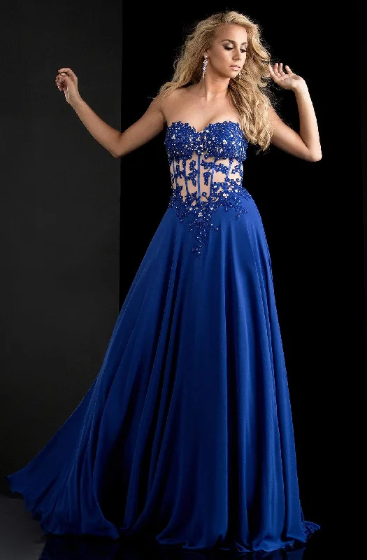 Jasz Couture - Strapless Lace Applique Gown 5813