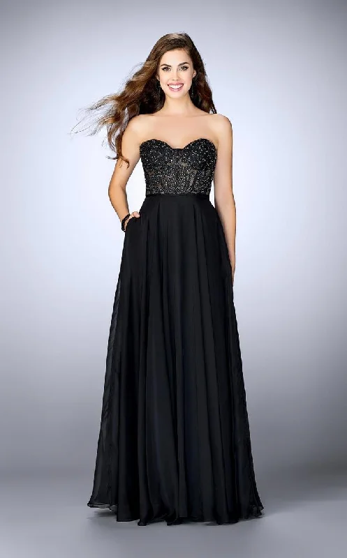 La Femme - 24318 Strapless Sweetheart Lace Bodice Prom Dress