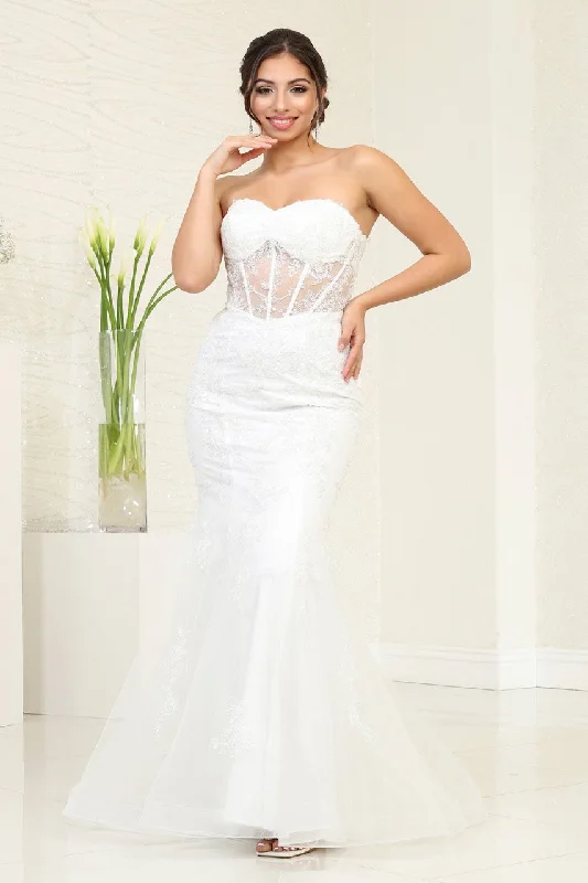 LA  Merchandise LA8118B Ivory Corset Mermaid Bridal Dress