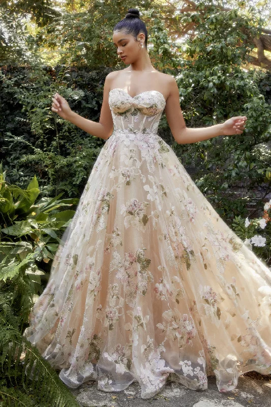 Magnolia Corset Printed Gown By Andrea And Leo -A1134CL