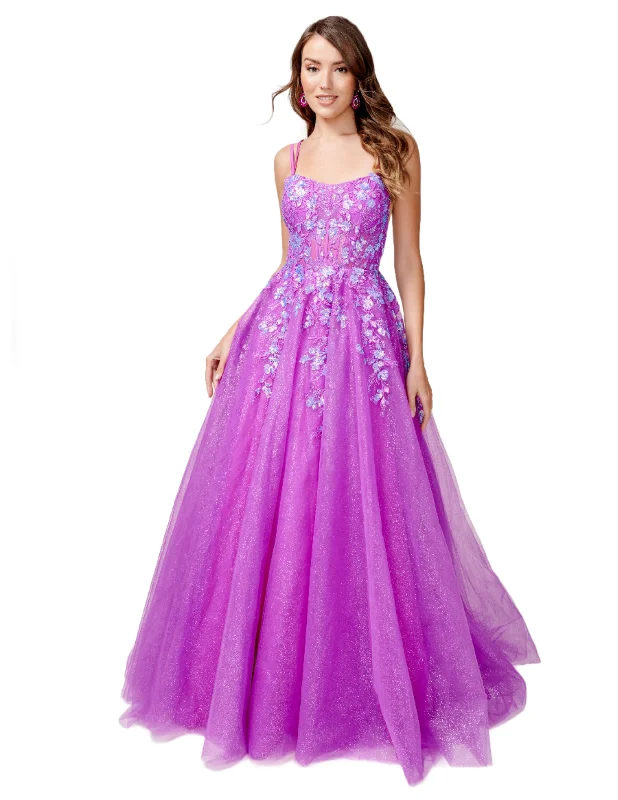 Nina Canacci 3263 Shimmer A Line Prom Dress Sequin Lace Corset Ball Gown Formal Sheer