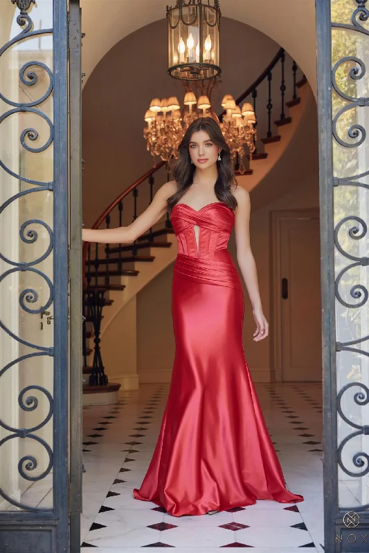 Nox Anabel T1500 Long Formal Corset Dress Cut Out Strapless Prom Evening Gown Sweetheart