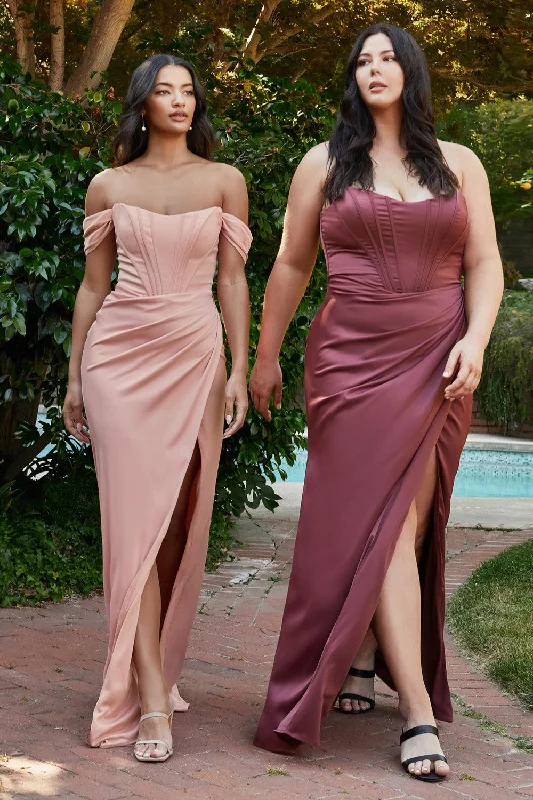 Plus Size Corset Satin Gown By Cinderella Divine -7484C