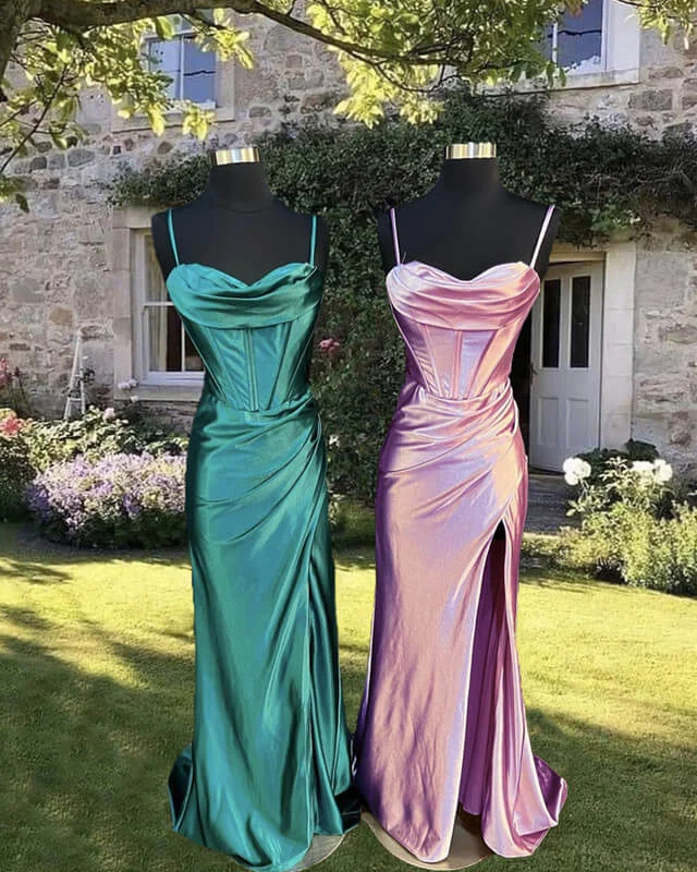 Mermaid Spaghetti Straps Satin Corset Dress