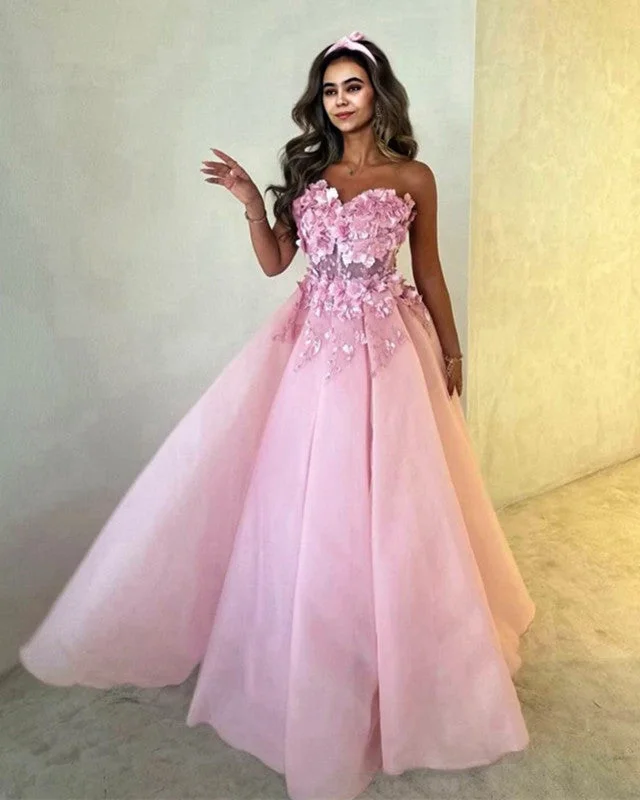 Blush Tulle A-line Corset Embroidery Dress