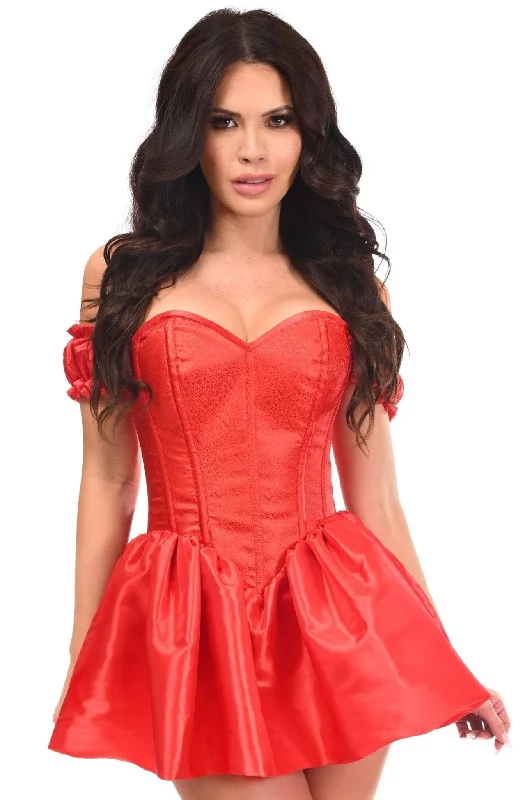 Red Elegance Brocade & Taffeta Steel Corset Dress
