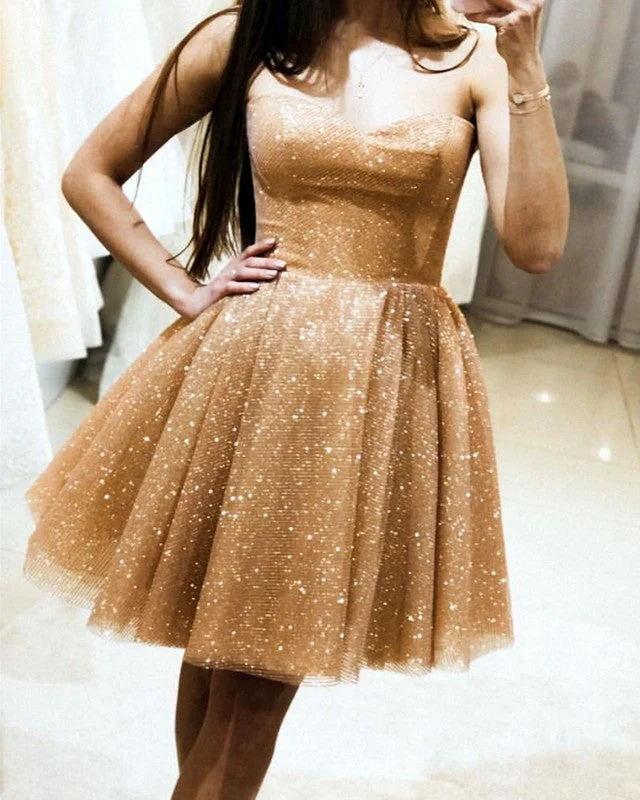 Short Tulle Sweetheart Corset Sequin Homecoming Cocktail Dress