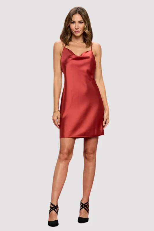 Solid Heavy Bias Cut Satin Slip Dress